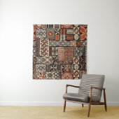 Hawaiian style tapa tribal fabric abstract patchwo wandkleed (In situ)