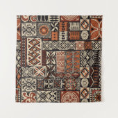 Hawaiian style tapa tribal fabric abstract patchwo wandkleed (Voorkant)