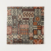 Hawaiian style tapa tribal fabric abstract patchwo wandkleed (Voorkant (horizontaal))