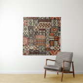 Hawaiian style tapa tribal fabric abstract patchwo wandkleed (In Situ (horizontaal))