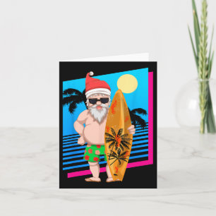 Hawaiian Summer Surfer Santa Claus Funny Kerstmis Kaart