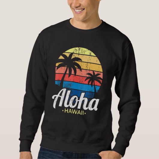 Hawaiian Summer Tropical Sunset Palm Trees Aloha H Trui (Voorkant)
