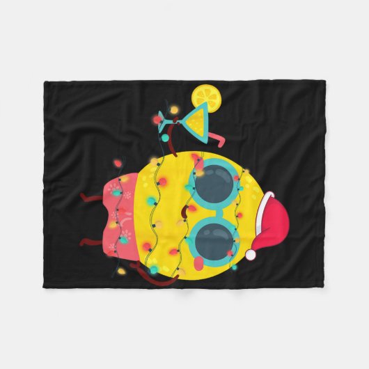 Hawaiian Summer Tropical Xmas Lemon Funny Christma Fleece Deken (Voorkant (Horizontaal))