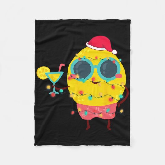 Hawaiian Summer Tropical Xmas Lemon Funny Christma Fleece Deken (Voorkant)