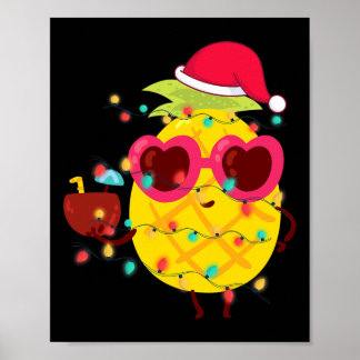 Hawaiian Summer Tropical Xmas Pineapple Christmas  Poster