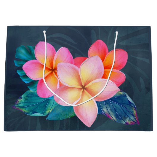 Hawaiian Sunrise Plumeria Large Gift Bag Groot Cadeauzakje (Voorkant)
