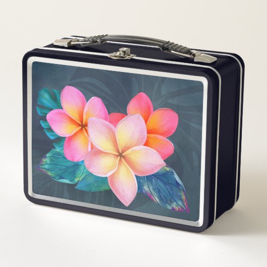Hawaiian Sunrise Plumeria Retro Lunch Box (Voorkant)