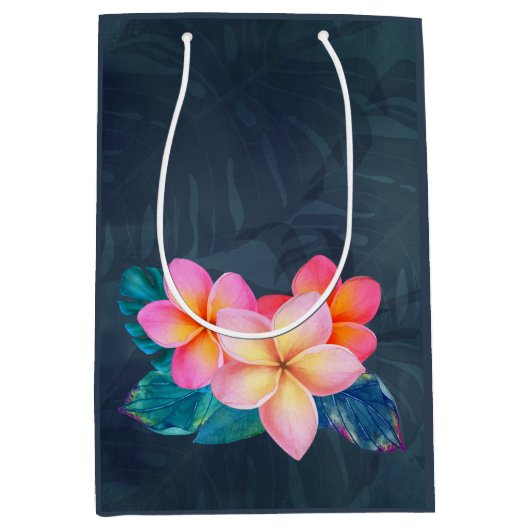 Hawaiian Sunrise Plumeria Tall Gift Bag Medium Cadeauzakje (Voorkant)