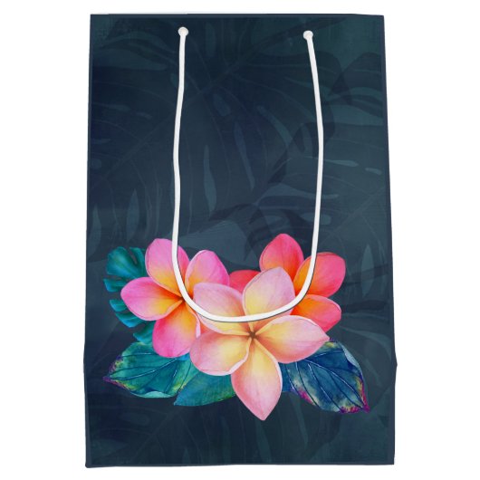 Hawaiian Sunrise Plumeria Tall Gift Bag Medium Cadeauzakje (Achterkant)