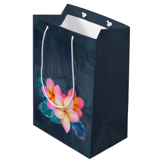 Hawaiian Sunrise Plumeria Tall Gift Bag Medium Cadeauzakje (Achterkant Gekanteld)