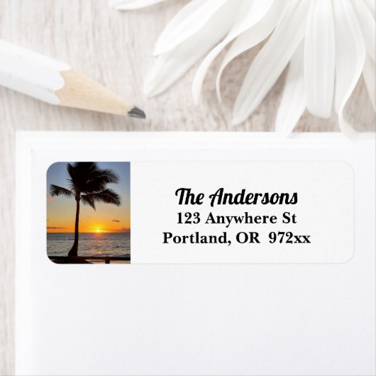 Hawaiian Sunset and Palm Tree Etiket (Insitu)