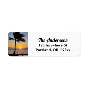 Hawaiian Sunset and Palm Tree Etiket
