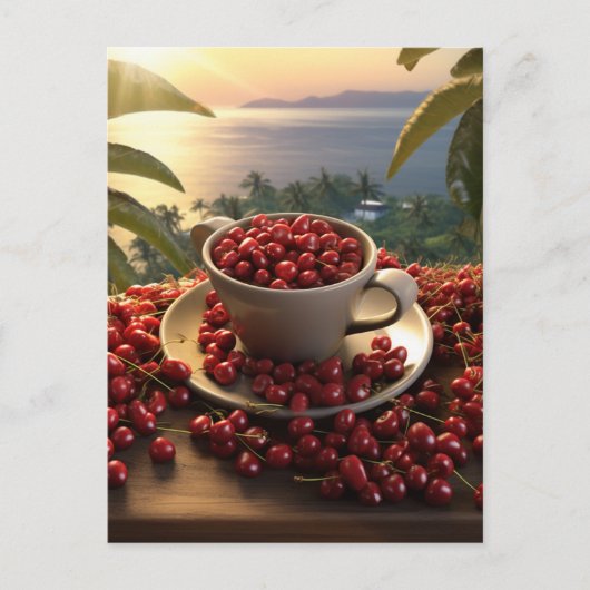 Hawaiian Sunset Close-up Koffie Kersen Paradijs Briefkaart (Voorkant)