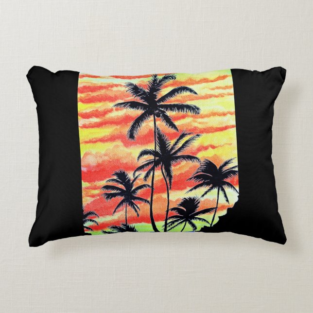 Hawaiian Sunset Coco Palms Accent Kussen (Voorkant)
