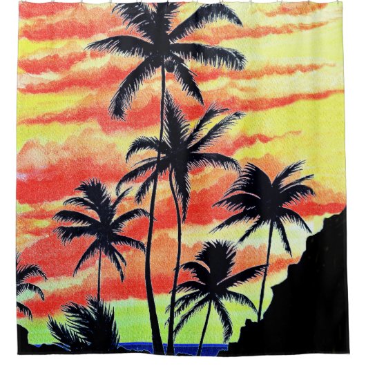 Hawaiian Sunset Coco Palms Douchegordijn (Voorkant)
