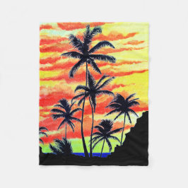Hawaiian Sunset Coco Palms Fleece Deken