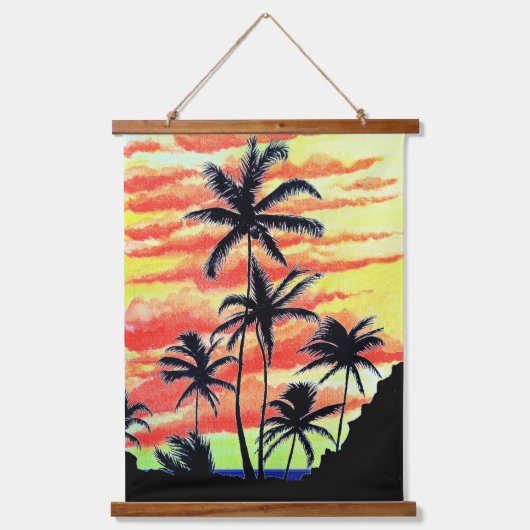 Hawaiian Sunset Coco Palms Hangend Wandkleed (Voorkant)