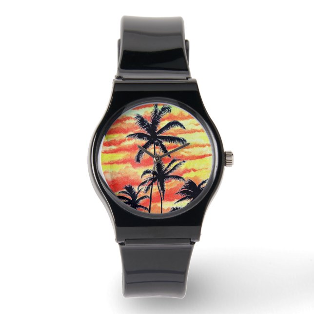 Hawaiian Sunset Coco Palms Horloge (Voorkant)
