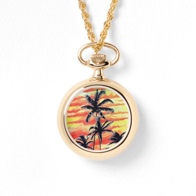 Hawaiian Sunset Coco Palms Horloge (Voorkant)