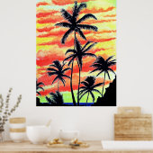 Hawaiian Sunset Coco Palms Poster (Keuken)