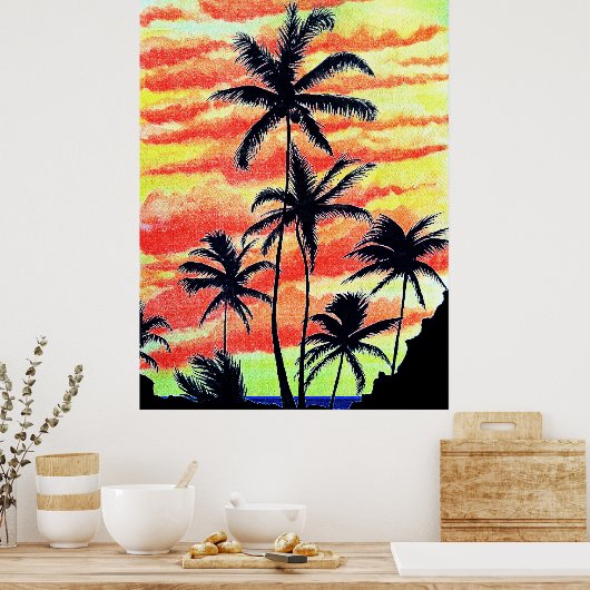 Hawaiian Sunset Coco Palms Poster (Keuken)
