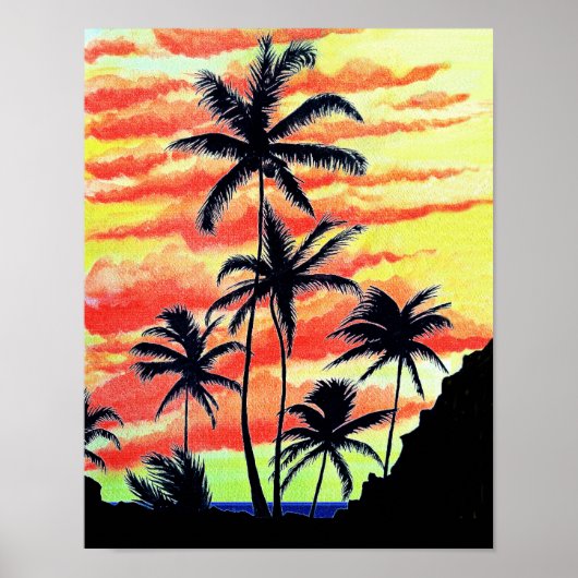 Hawaiian Sunset Coco Palms Poster (Voorkant)