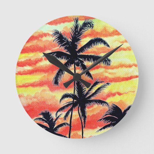 Hawaiian Sunset Coco Palms Ronde Klok (Voorkant)