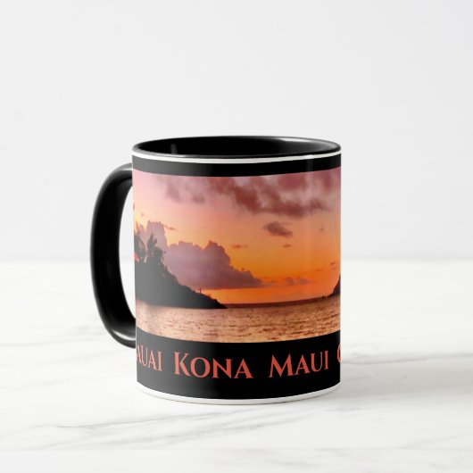 Hawaiian Sunset Coffee Mok - Kona Kauai Maui O'ahu (Voorkant links)