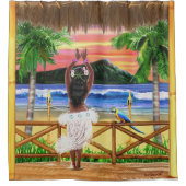 Hawaiian Sunset Hula Dancer Douchegordijn (Voorkant)
