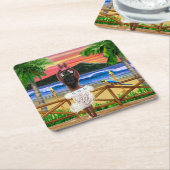 Hawaiian Sunset Hula Dancer Kartonnen Onderzetters (Schuin)