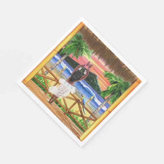 Hawaiian Sunset Hula Dancer Servet (Hoek)