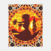 Hawaiian Sunset Hula Palms Fleece Deken (Voorkant)