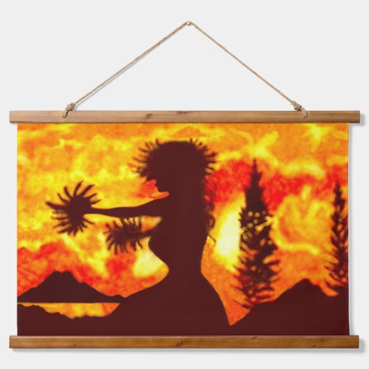 Hawaiian Sunset Hula Palms Hangend Wandkleed (Voorkant)