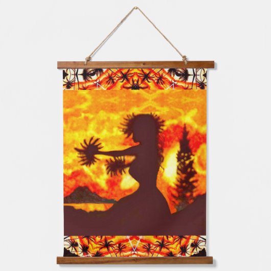 Hawaiian Sunset Hula Palms Hangend Wandkleed (Voorkant)