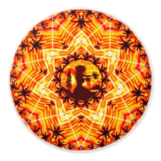 Hawaiian Sunset Hula Palms Keramische Knop (Voorkant)