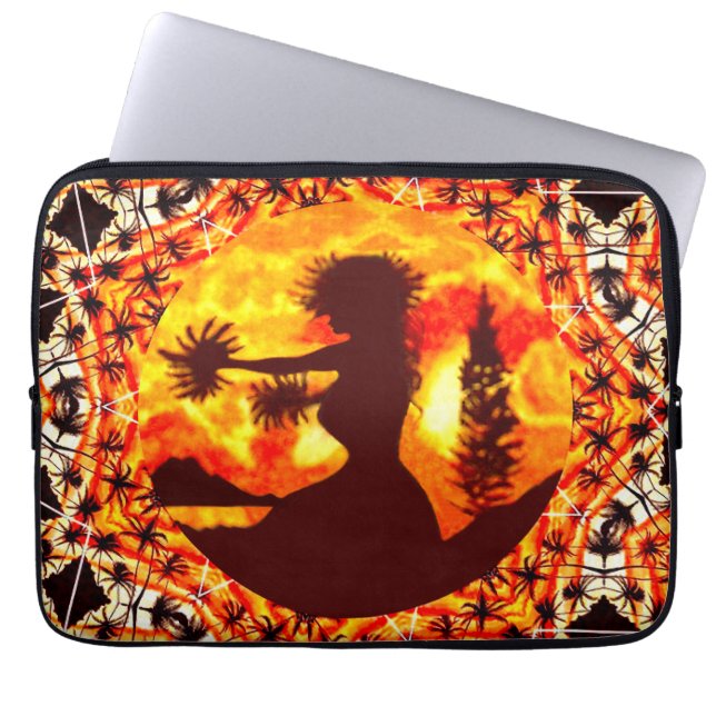 Hawaiian Sunset Hula Palms Laptop Sleeve (Voorkant)