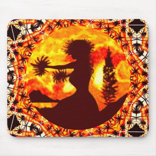 Hawaiian Sunset Hula Palms Muismat (Voorkant)