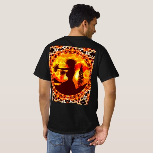 Hawaiian Sunset Hula Palms T-shirt (Achterkant volledig)