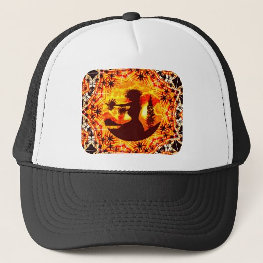Hawaiian Sunset Hula Palms Trucker Pet (Voorkant)