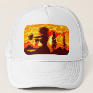 Hawaiian Sunset Hula Palms Trucker Pet