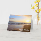Hawaiian Sunset on Maui Beach Birthday Kaart (Gele Bloem)
