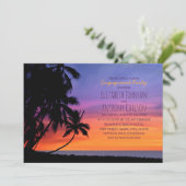 Hawaiian Sunset Palm Beach Engagement Party Kaart (Staand voorkant)