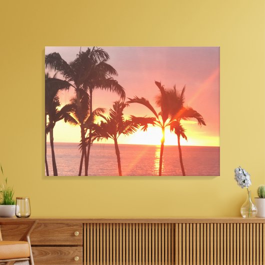 Hawaiian Sunset Photo Stretted Canvas Print (Insitu (Woonkamer))