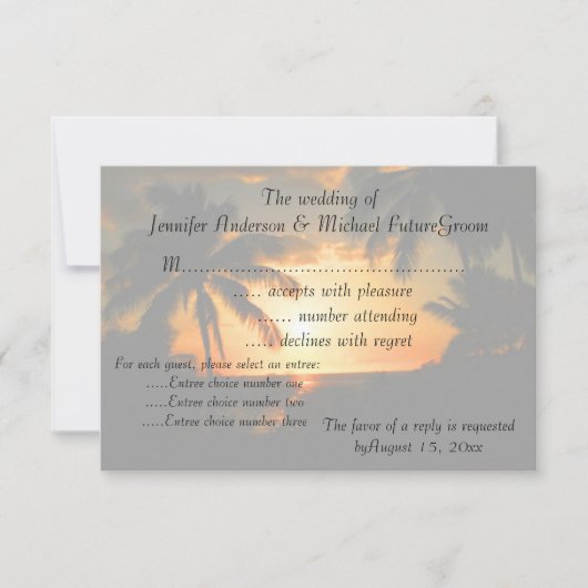Hawaiian Sunset RSVP Weddenschap (Voorkant)