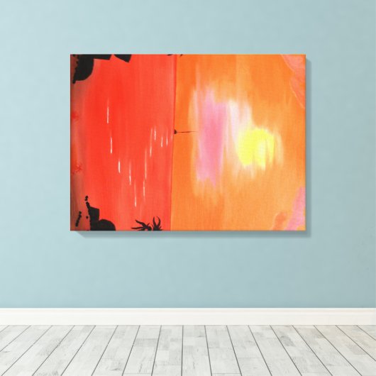 Hawaiian Sunset Sky en Sailboat Canvas Print (Insitu (Houten vloer))