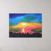 Hawaiian Sunset Sky Original Acryllic Painting Canvas Afdruk (Voorkant)