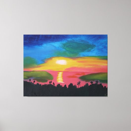 Hawaiian Sunset Sky Original Acryllic Painting Canvas Afdruk (Voorkant)