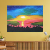 Hawaiian Sunset Sky Original Acryllic Painting Canvas Afdruk (Insitu (Woonkamer))