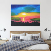 Hawaiian Sunset Sky Original Acryllic Painting Canvas Afdruk (Insitu (Slaapkamer))