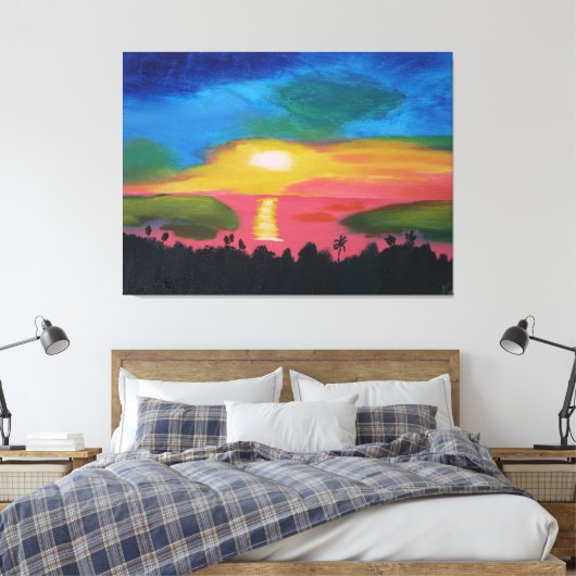 Hawaiian Sunset Sky Original Acryllic Painting Canvas Afdruk (Insitu (Slaapkamer))